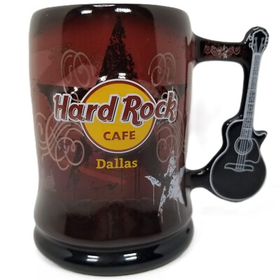 Hard Rock Cafe DALLAS Guitar Handle Coffee Mug Cup Ceramic Black