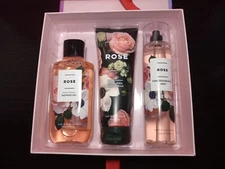 Rare Bath & Body Works ROSE Giftset Box Shower Gel Lotion & Mist Let it Snow HTF