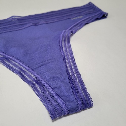 Calvin Klein Striped-Waist Thong QD3670 Blue Iris Purple Size L - Picture 5 of 9