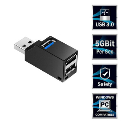 USB 3.0 Verteiler 3 Port Super Speed Daten HUB Adapter für Notebook Laptop PC
