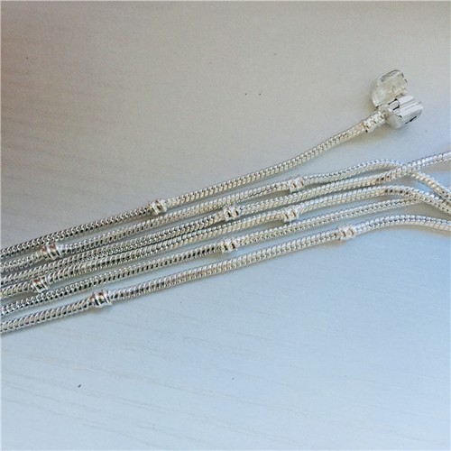 10pcs Silver Plated 3mm Snake Chain Fit European Beads Charm Bracelet 18cm-21cm - Picture 5 of 6