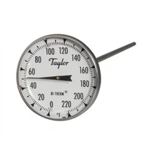 Taylor Hot Glue Thermometer Bi-Therm 6072-1 0-220F 5” Stem Also for Meat, Candy