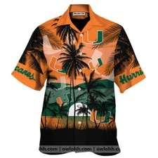 Miami Hurricanes Tropical Hawaiian Shirt Aloha Summer Beach Button Down For Men