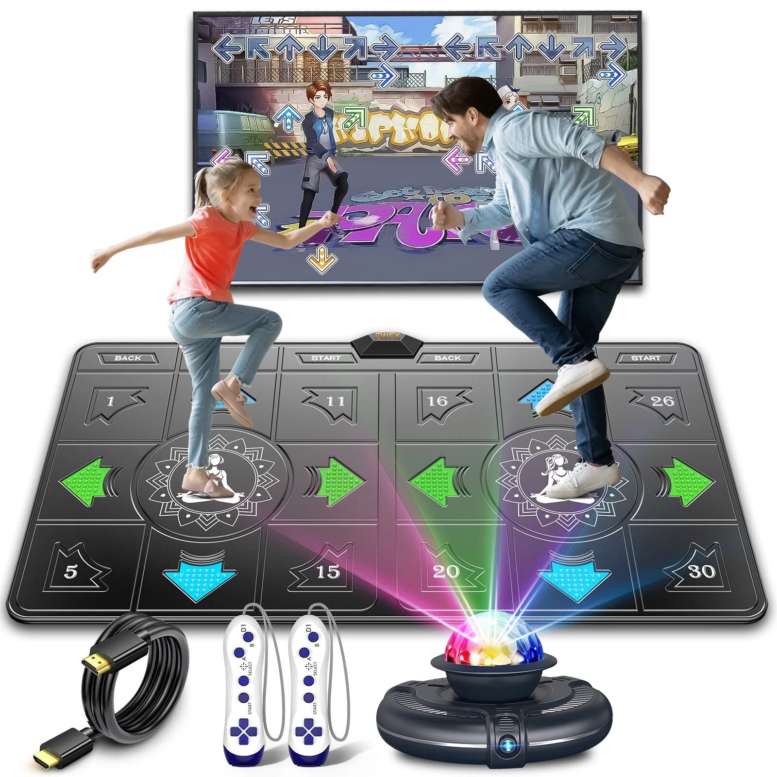 FWFX Dance Mat for Kids and Adults - Double User Wireless Dancing Mat, Exerci...