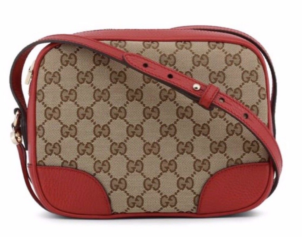 Gucci Bree GG Supreme Monogram Red Messenger Wallet Crossbody