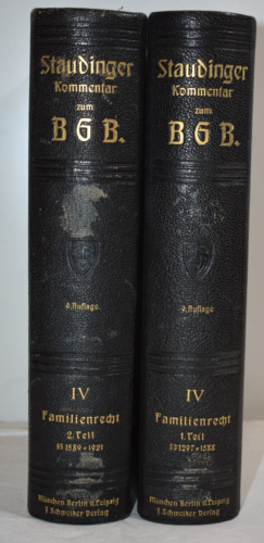 Commentaire de Staudinger sur le Code civil. Droit de la famille en 2 volumes. 9. Tirage. Tirage. 1926. - Photo 1/6