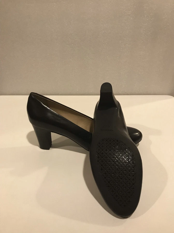 ¡Nuevo! GEOX Respira Clásico Puntera Redonda Tacones de Cuero, Negro - Para Mujer Talla: 38.5 Foto 3 de 4