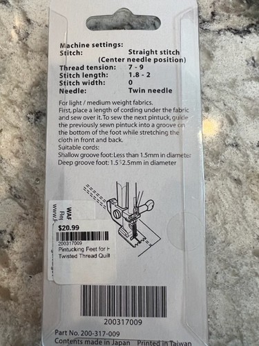 Janome Pintucking Feet for Horizontal Rotary Hook Models #200317009 NEW! - Picture 2 of 2