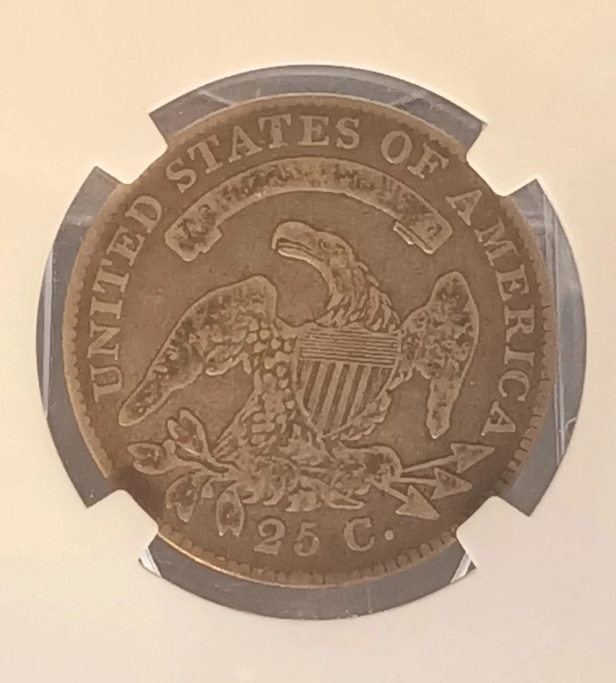 1825 Capped Bust Silver Quarter - Graded NGC Very Good VG-8 - Image 3 of 4