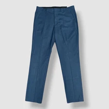 Perry Ellis Portfolio Mens Blue Slim-Fit Stretch Dress Pants Size 38W 32L