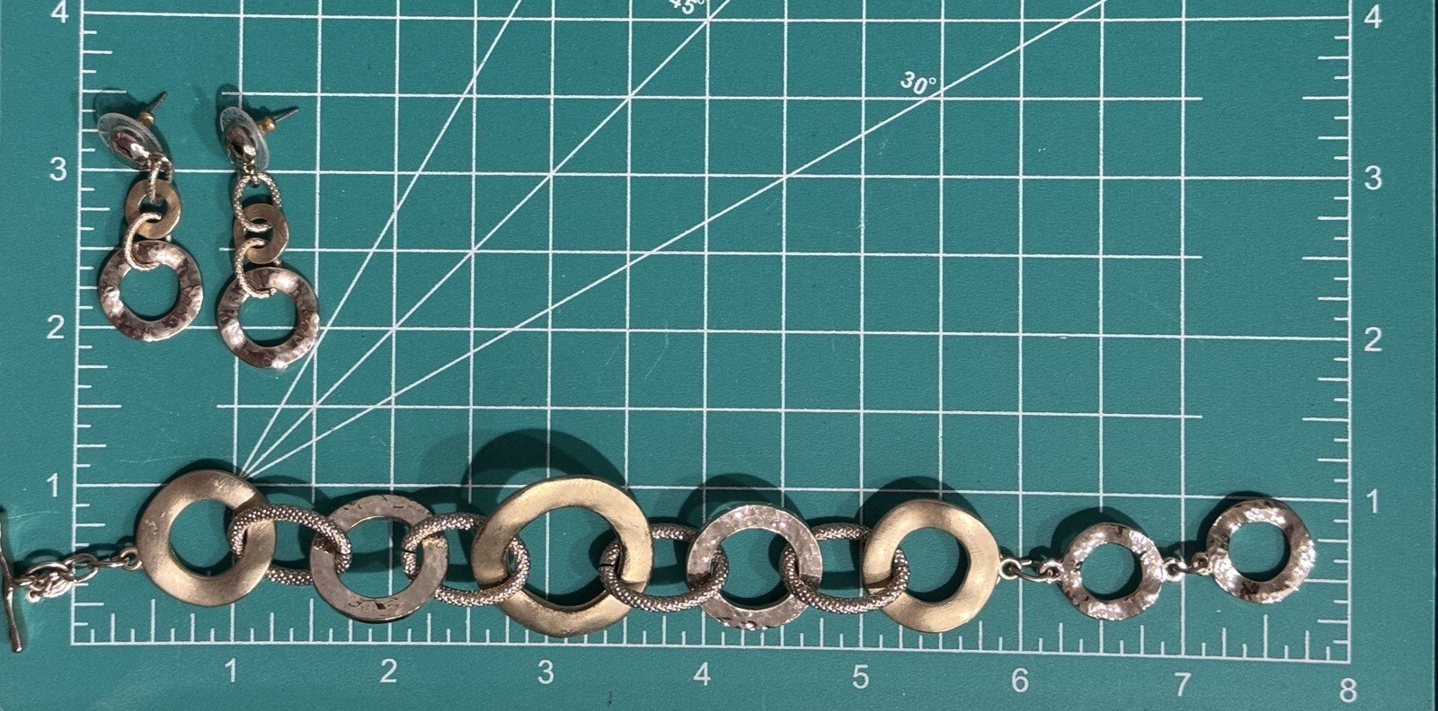 Multi Oval Link Textured Two Tone Adjustable Brac… - image 7