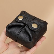 Cowhide Leather Coin Purse Small Snap Pouch Wallet Bag Change Purse Ladies Gifts