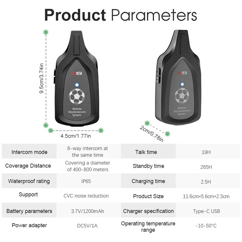 Foodball Soccer Referee Mesh Intercom Headset Communication System 6 Users - Image 2 of 4