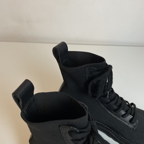 Loeffler Randall Brady Black Combat Boots Flat Stretch Knit Leather Ankle UK 5.5 - Picture 11 of 24