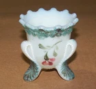 Antique Milk White Glass Toothpick Holders Old - Hand Painted
