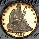 1859 PRISTINE+ GEM PROOF SEATED LIBERTY HALF-DOLLAR DC429 RARE ONLY 800 MINTED!
