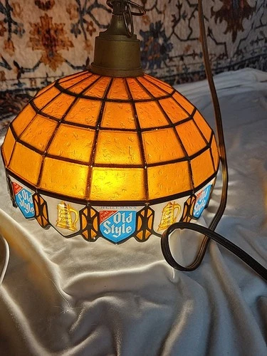 Vintage 10" Heileman's Old Style Beer Hanging Tiffany Style Plastic Lamp Shade