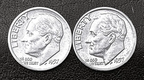 1957 P&D 10c SILVER ROOSEVELT  DIME YEAR SET.  XF/AU   (R056)