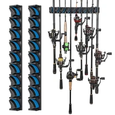 PLUSINNO 2 pack Vertical Fishing Rod rack, Wall Mounted Fishing Rod holder, 2...