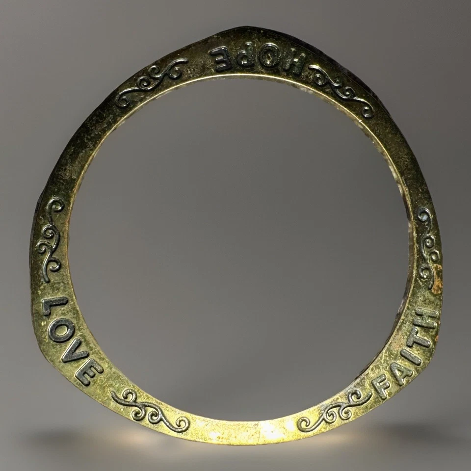 Juego de 2 Pulseras Forma Triángulo Latón Grabado Estampado LOVE HOPE FE Brazaletes Foto 3 de 4