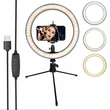 10" LED Ring Fill Light w/Stand & Mount Kit for Camera Phone Selfie Video Stream