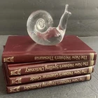 STEUBEN VTG Crystal SNAIL Paperweight Hand Cooler Figurine Signed Art Glass USA
