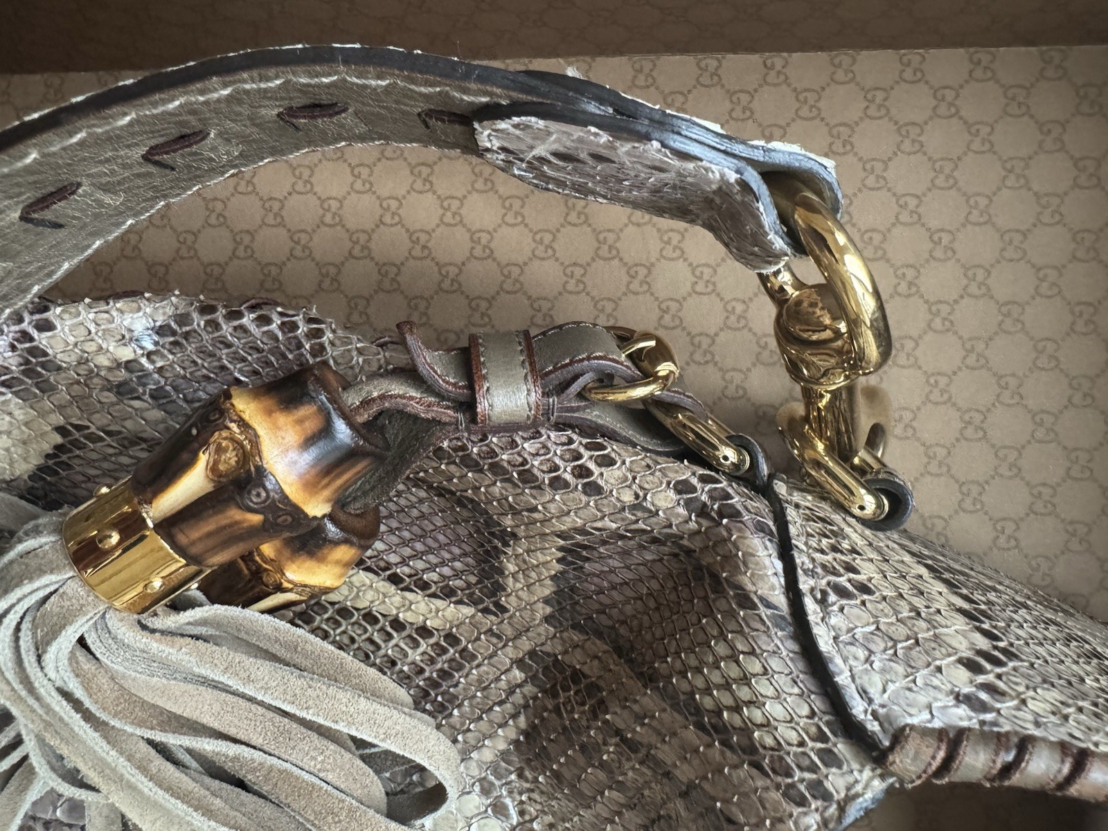 GUCCI Jackie Bag Python leather Hobo  Large Bag B… - image 17