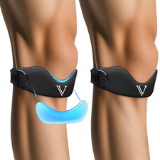 Silicone Patellar Tendon Support Strap 2-Pack, Knee Brace for Women Men, Adjusta