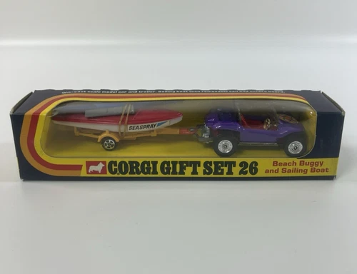Vintage Corgi Gift Set 26 Beach Buggy & Sailing Boat In Original Box Excellent