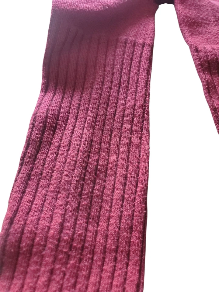 Medias de punto acanaladas borgoña talla 7-10 cálidas elásticas de invierno para niñas Foto 3 de 4