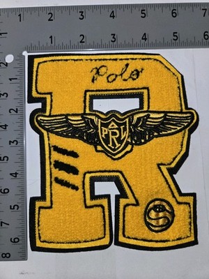 POLO RALPH LAUREN PATCHES PRE-OWNED YELLOW/NAVY PRL FLIGHT WINGS ''R'' PATCH