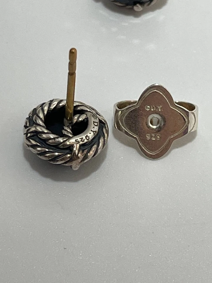 Authentic david yurman black onyx stud earrings with sterling silver - Image 4 of 4