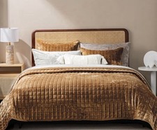 Velvet Oversized Comforter Set 108x92 Quilted Bedspread with 2 Shams