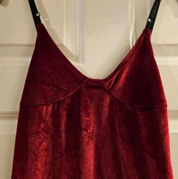 Vestido de terciopelo rojo vintage años 90 Goth Serious LA para mujer talla pequeña Foto 2 de 4