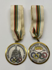 Zwei Olympiade Medaille - 1980 Moskau & Lake Placid USA Winter Olympische Spiele