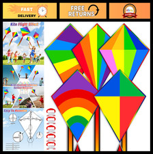 5 Pack Easy-Fly Kites for Kids  Adults, Rainbow Butterfly Kites for Outdoor Fun