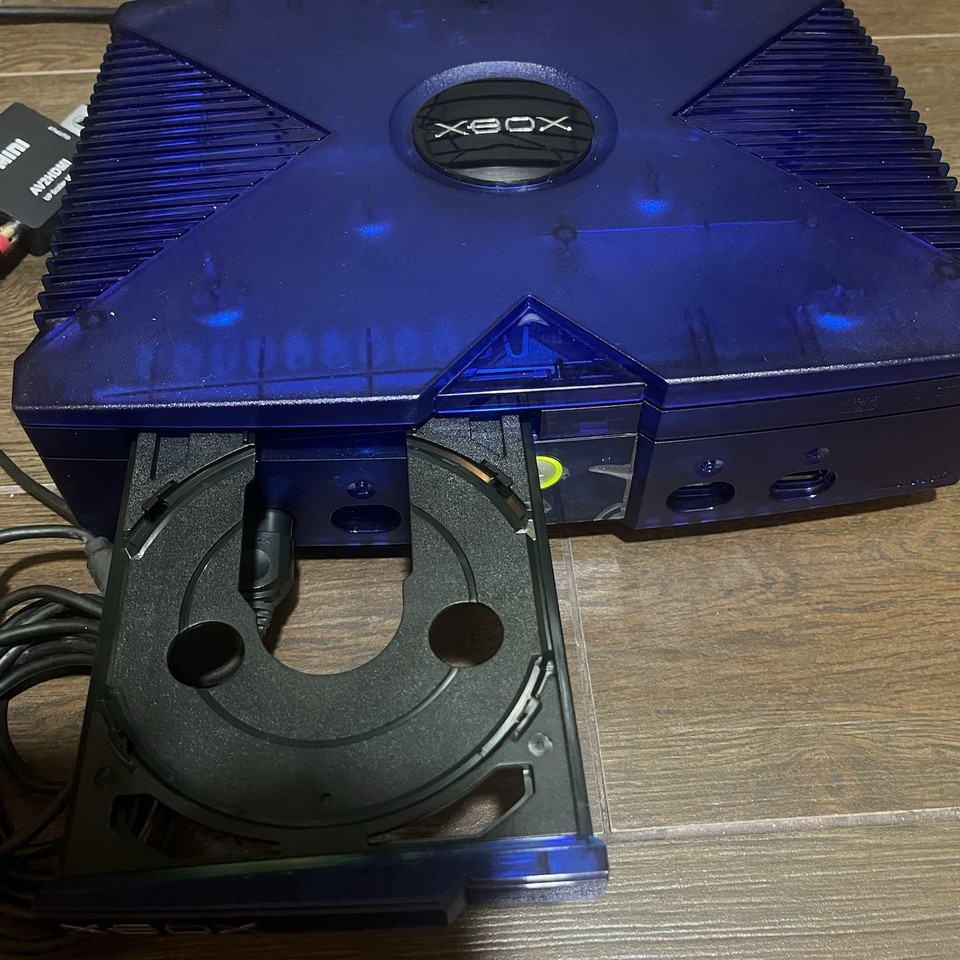 Unmodified Items Original Xbox Halo 2 Crystal Ice Blue Console Black Jewel Asia ...