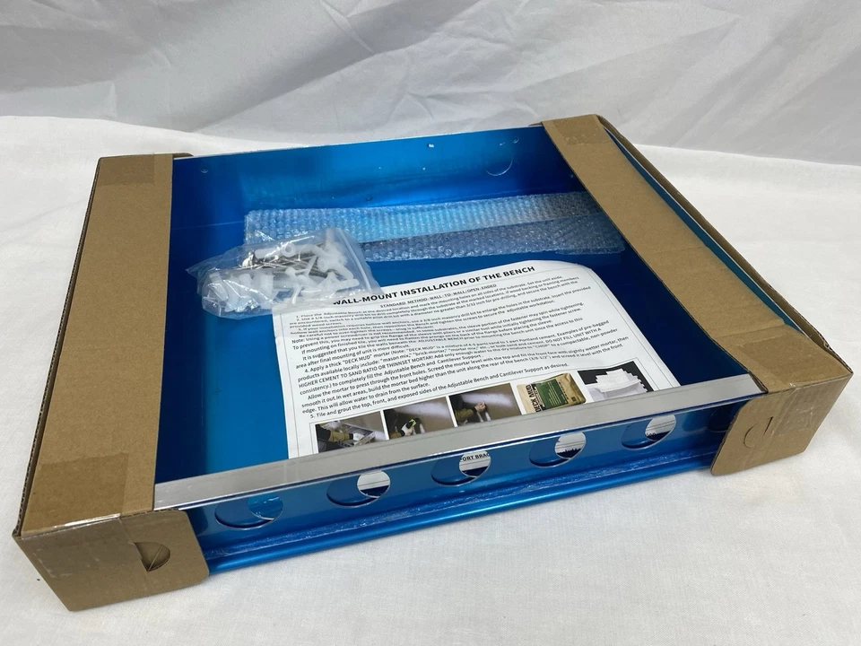 Banco de Ducha Flotante 3" x 14.5" x 19"-32" Ajustable Listo para Azulejo Rectangular Foto 2 de 4