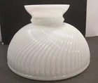 VTG 10" DIAM MILK GLASS SWIRL RIBBED SHADE FOR COLEMAN ALADDIN RAYO STUDENT LAMP