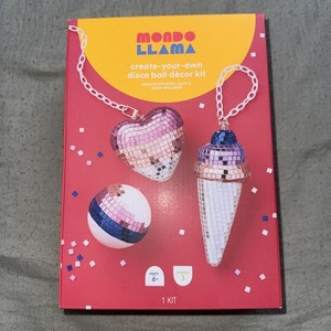 Mondo Llama Craft Kits-Set Of 2-DIY Disco Ball & Resin Pressed Flower Tray