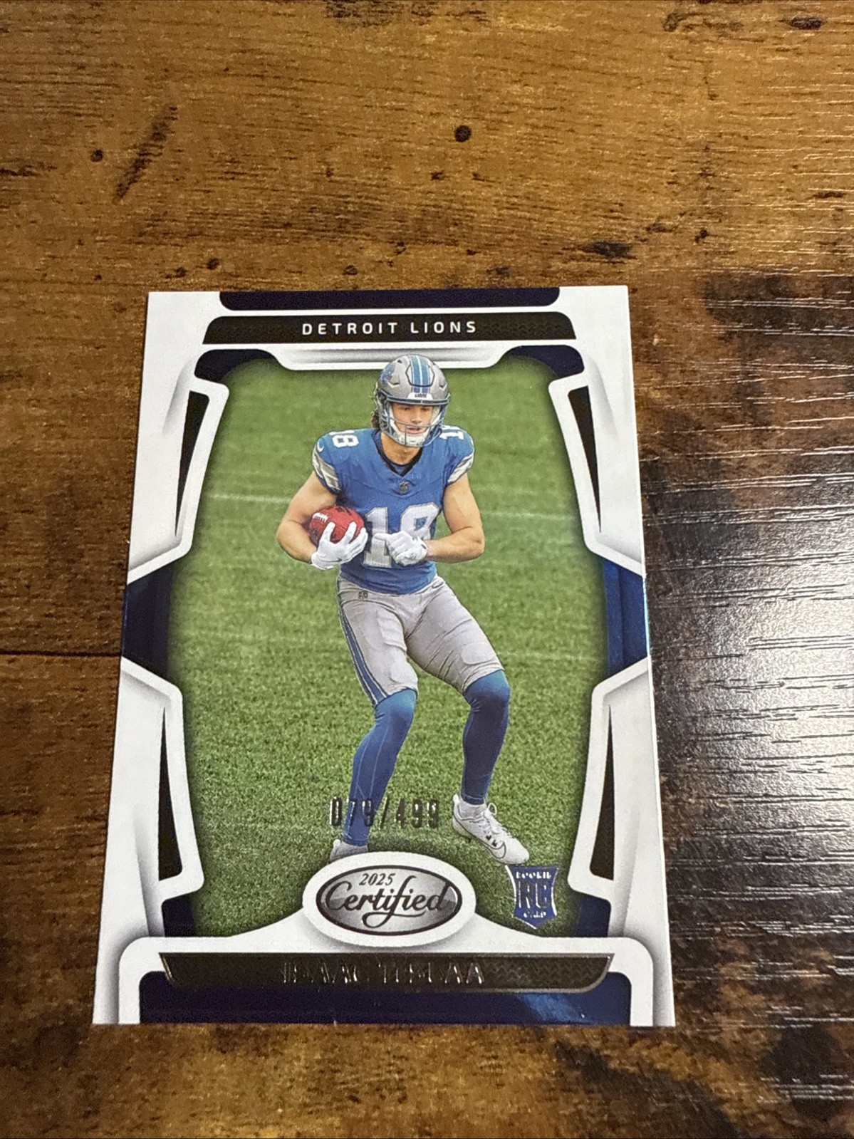 2025 Certified Isaac TeSlaa /499 RC #162 SP Detroit Lions Rookie