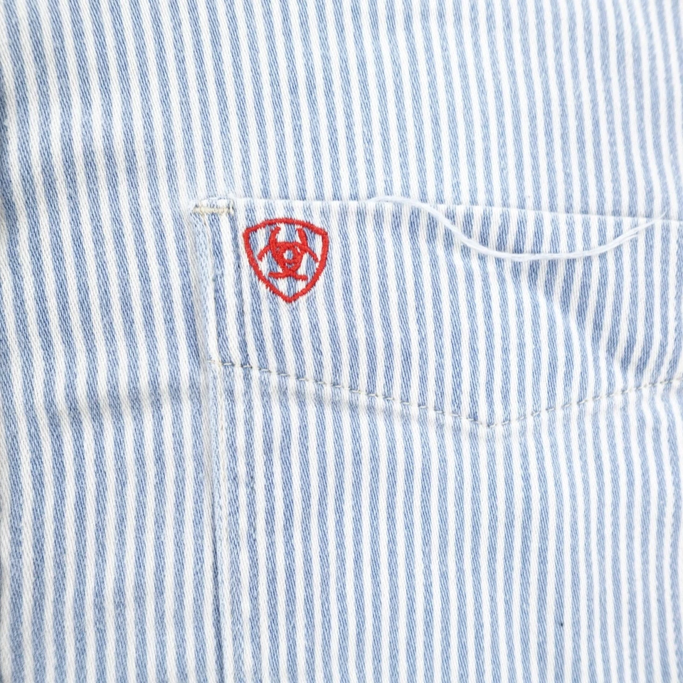 Ariat Shirt Mens Large Blue White Stripes FR Flame Resistant CAT 2 Button Up - Image 3 of 4