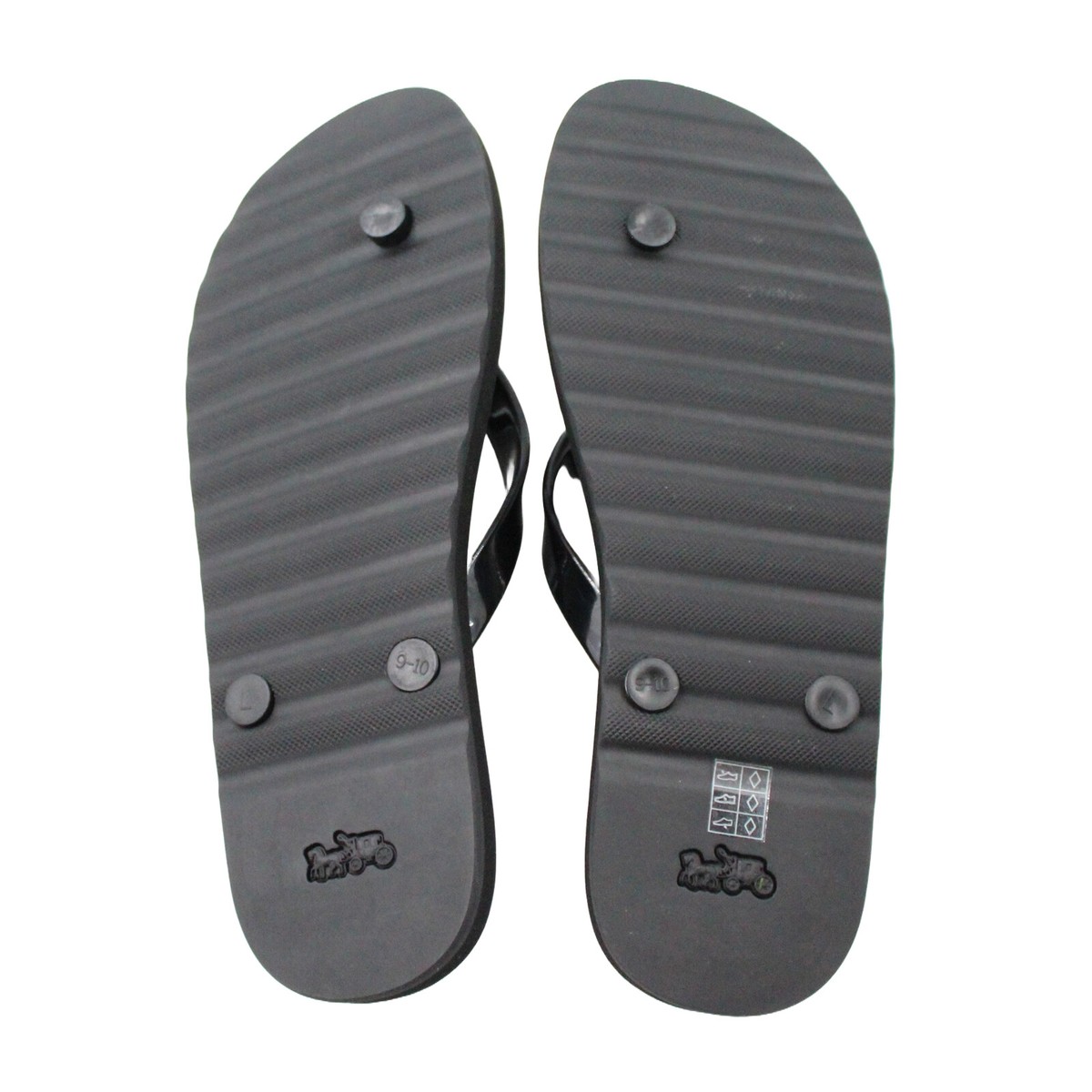 COACH Zayn Slip-on Thong Black Gold Accent Logo Flip Flops