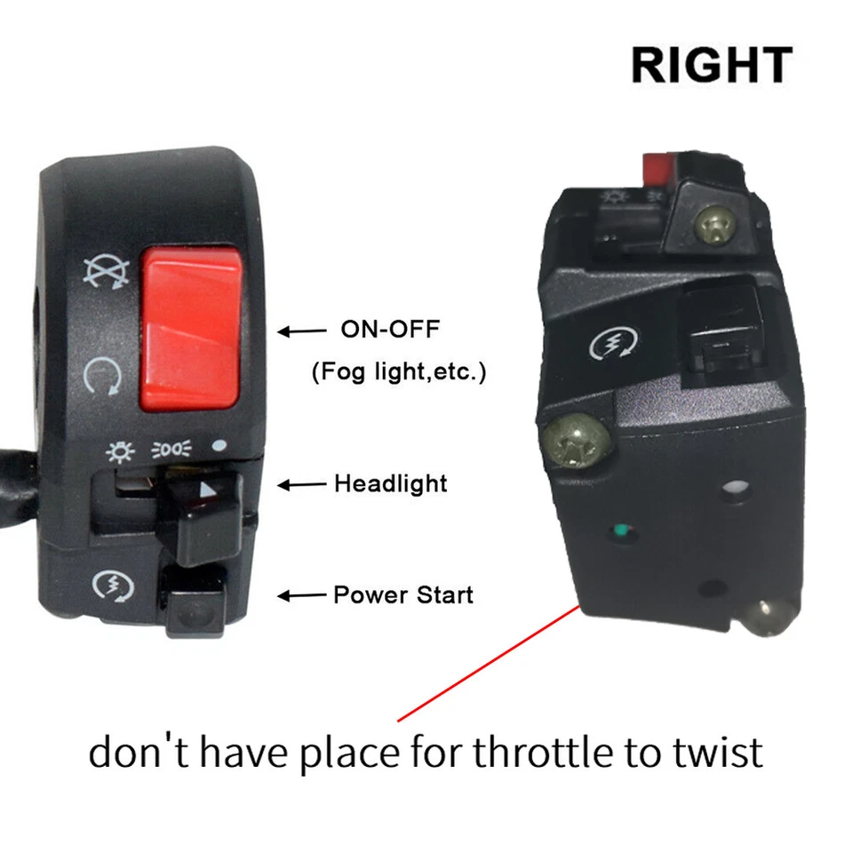 Interruptor controlador luz antiniebla señal de giro botón bocina manillar motocicleta 7/8" Foto 3 de 4