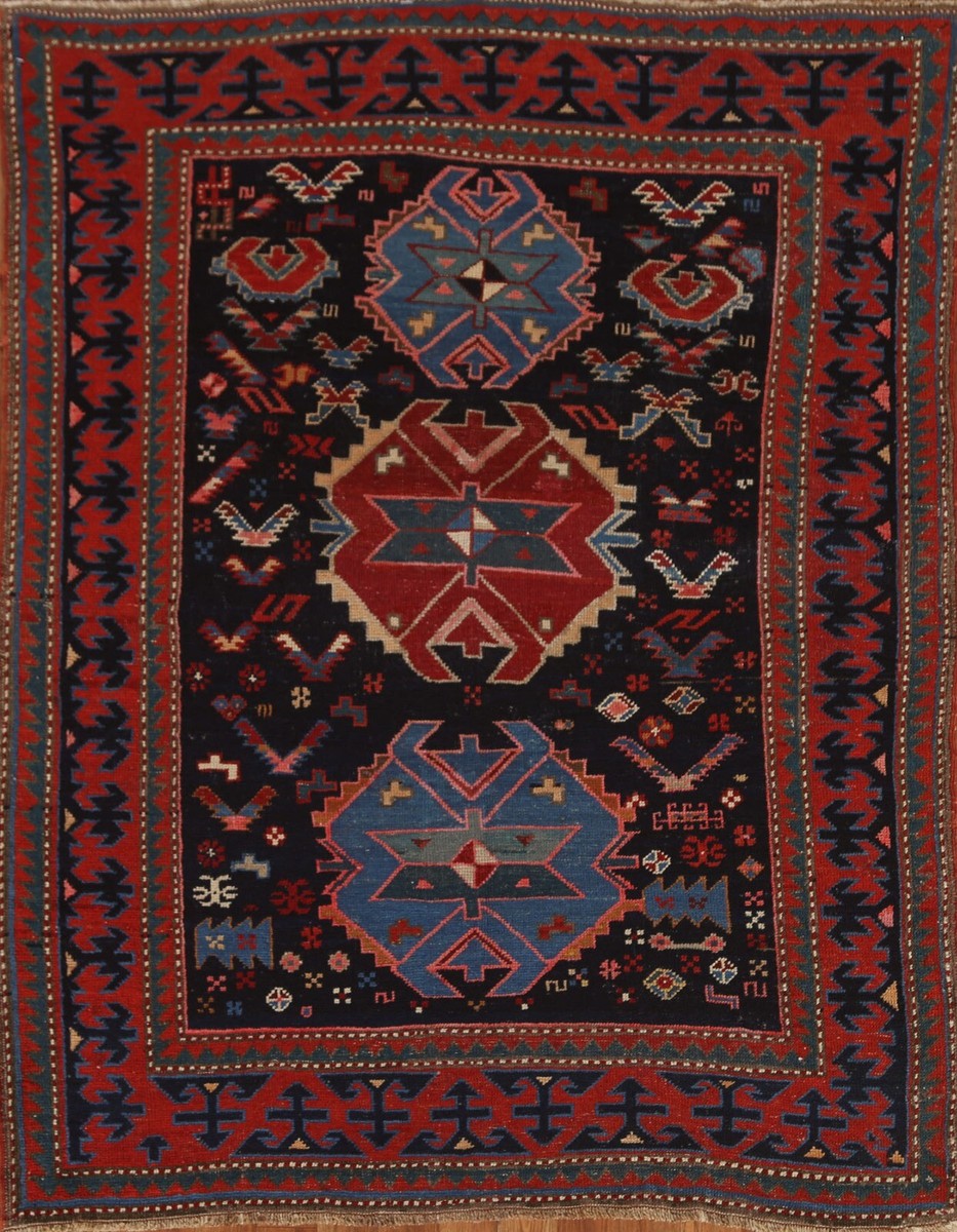 Pre-1900 Antique Tribal Caucasian Russian Area Rug 4'x6' Vegetable