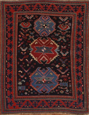 Pre-1900 Antique Tribal Caucasian Russian Area Rug 4'x6' Vegetable