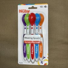 Nuby - 6 Pk Long Handle Wearing Spoons, Multi-color