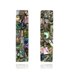Amazing Long Rectangle Shaped Mosaic Abalone Shell Post Stud Earrings