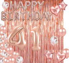 Rose Gold 41st Happy Birthday Photo Background Balloon Party Decoration Supplies