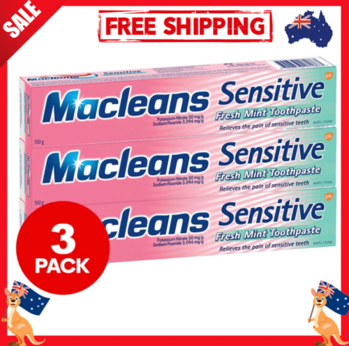 3 x Macleans Sensitive Toothpaste Fresh Mint 100g Aus Stock / Postage - Picture 1 of 1